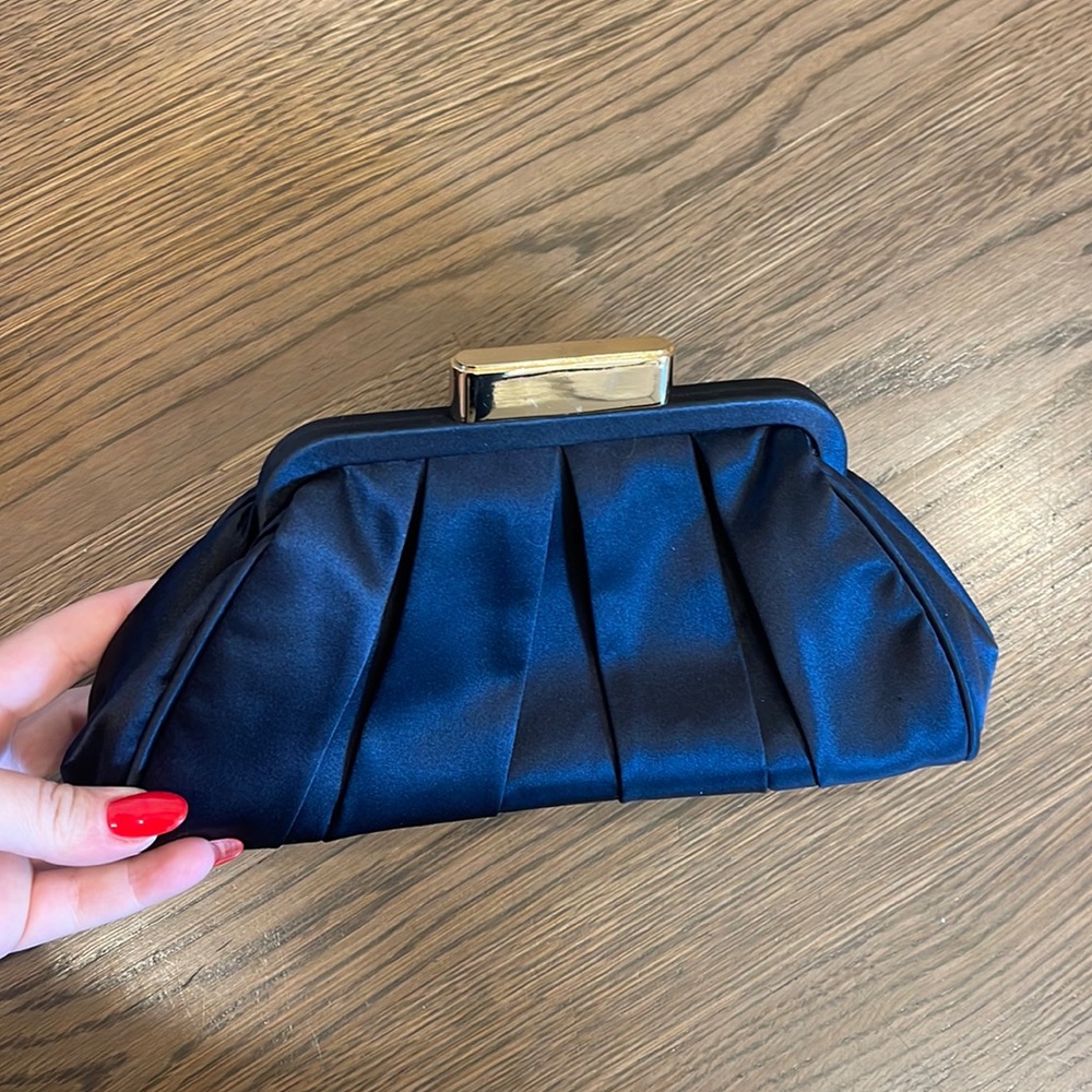 BLACK SATIN COCKTAIL PURSE SAKS FIFTH AVE